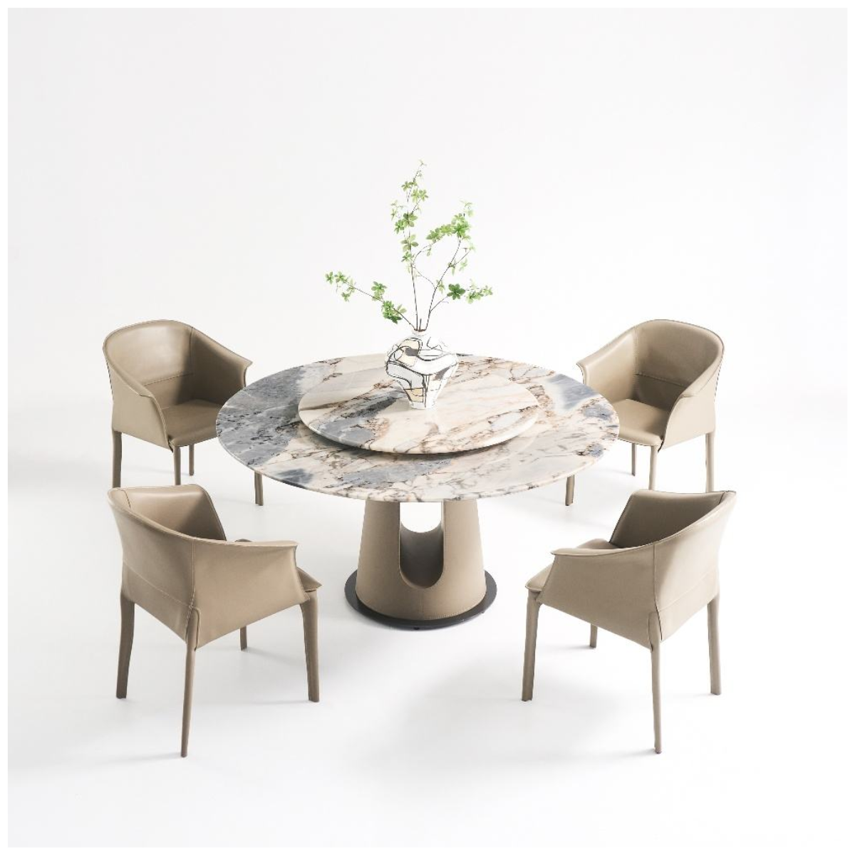 Moro Round Stone Arch Pedestal Dining Table
